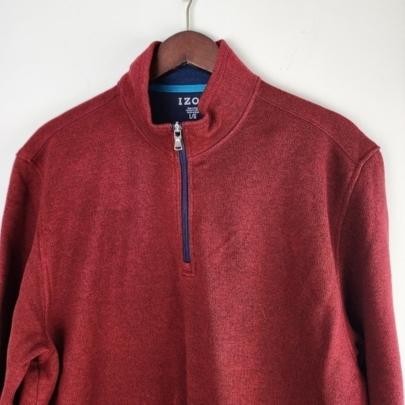Izod Men's 3/4 Zipper Long Sleeve Pullover With Pockets Size Large - Picture 2 of 6